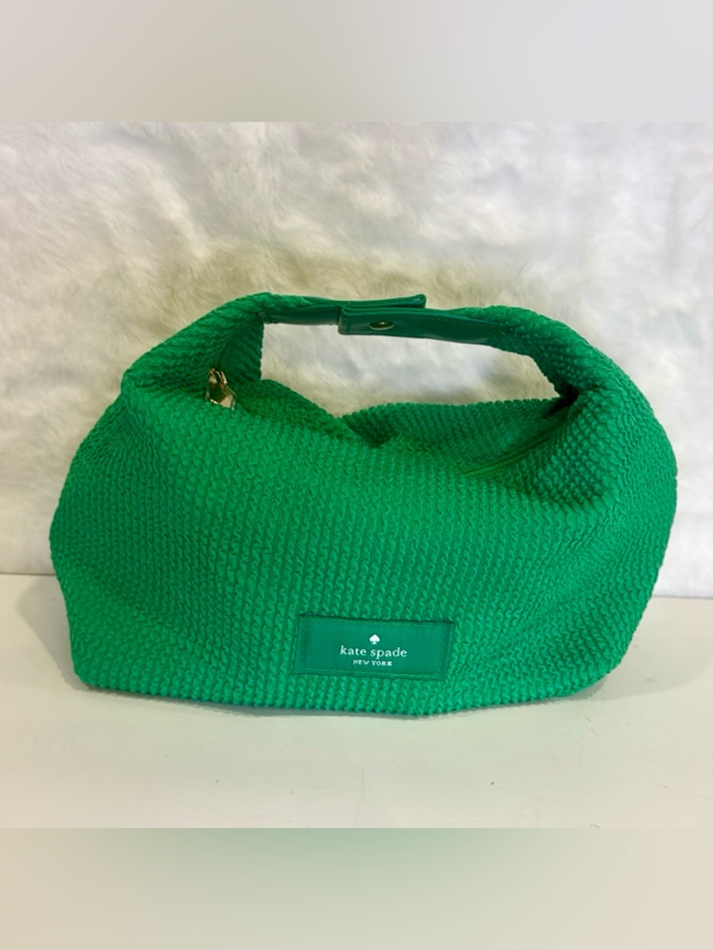 Kate Spade bag hobo zip pouch cosmetic green makeup bag NEW